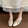 Sparkling Rhinestone Satin Flat Sandals Women Fairy Core Slip On Mules for Dress Outfits
