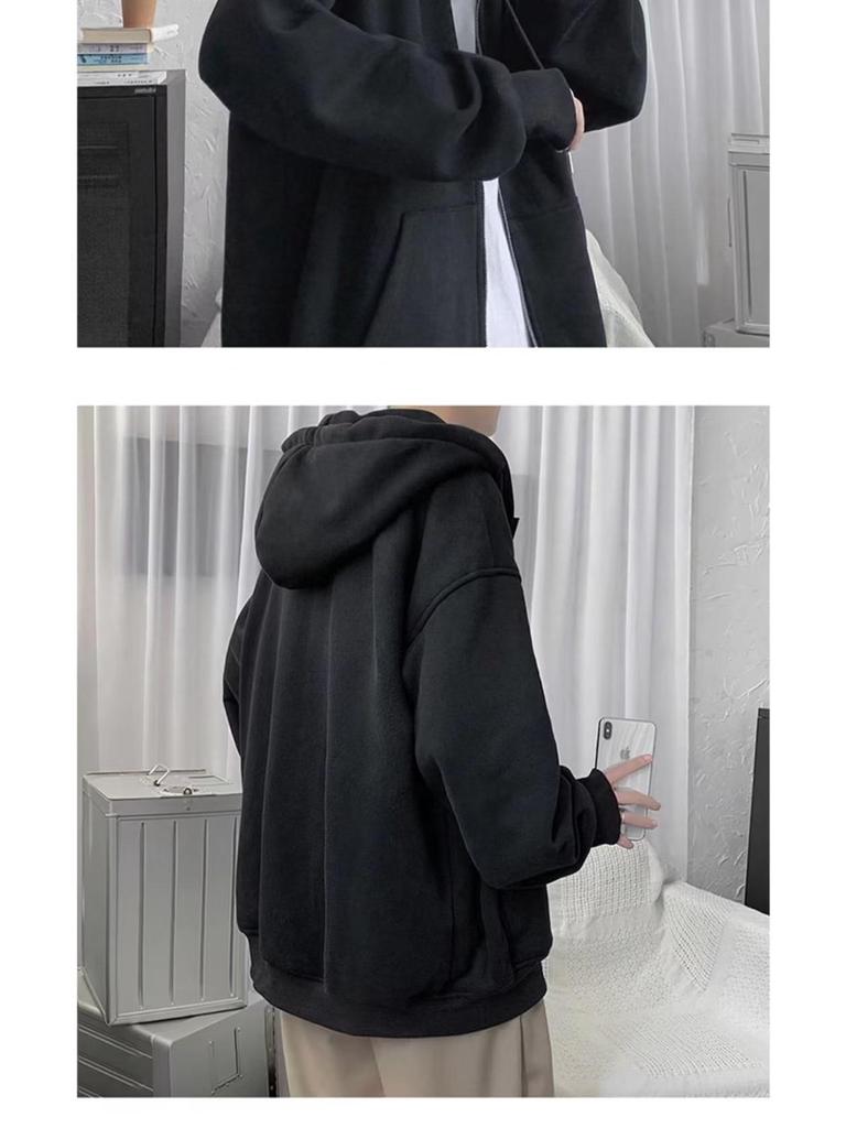 Herren Übergröße Fleecegefütterter Reißverschluss-Hoodie für Herbst und Winter