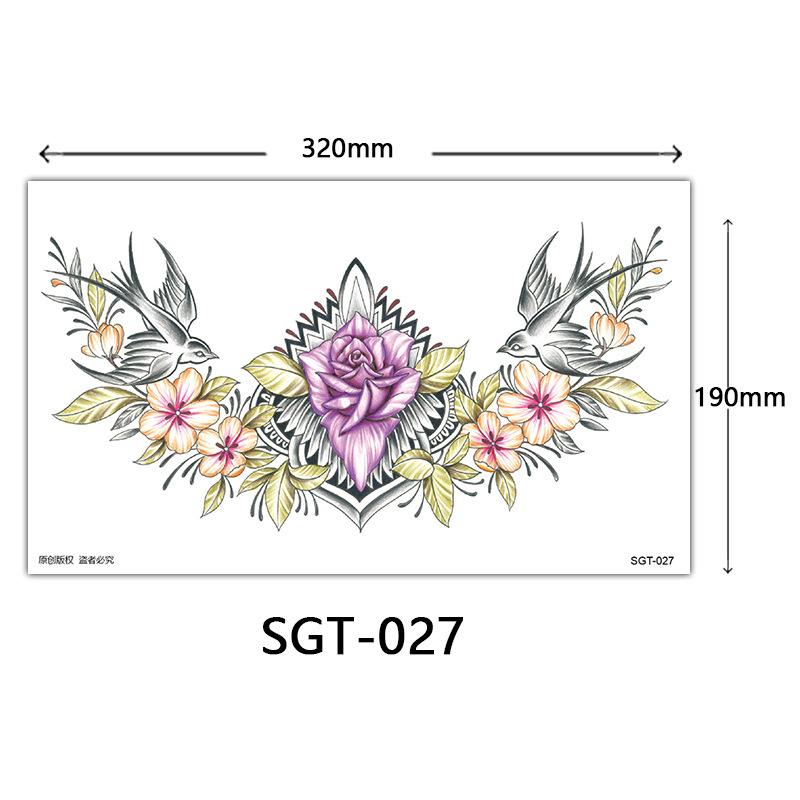 Flower Chest Tattoo Sticker, Chest Tattoo Sticker, Color Half Nail Large Picture Tattoo Sticker