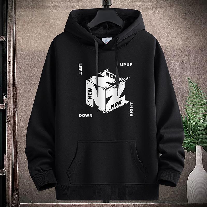 NZ M-5XL Herr Fleece Hoodie Lös Hooded Sporttröja Plus Size Pojkar Pullovrar