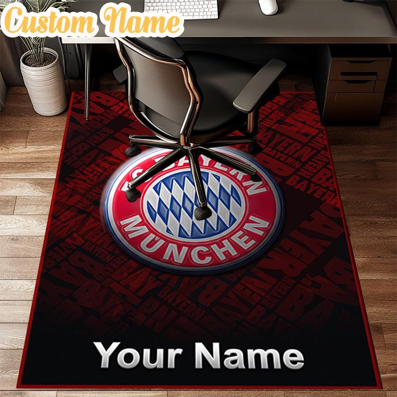 Custom Name Bayern Munchen Logo Design Rug Office Rug Chair Mat Non Slip Carpet Rugs for Bedrooms Dining Room Living Room Home Decor gifts