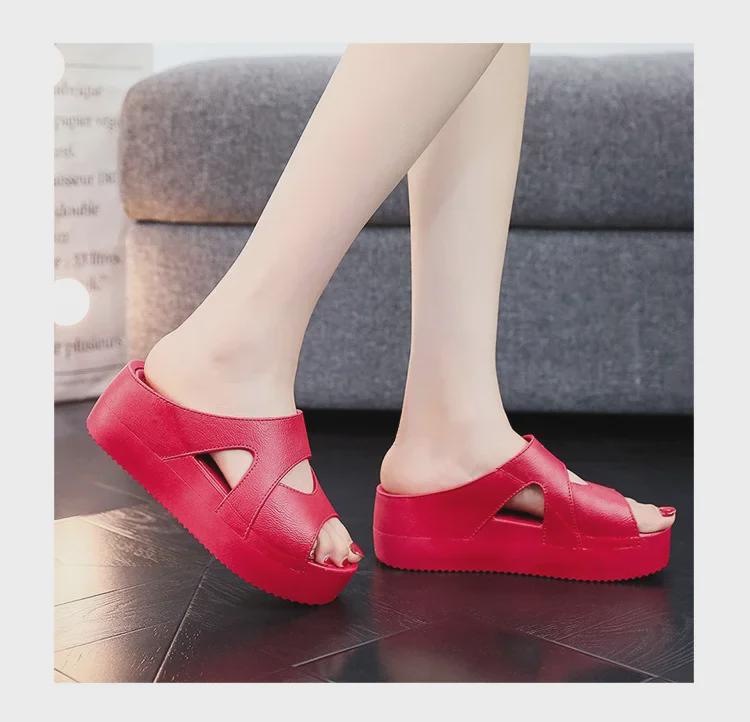 Damen Keilabsatz Slipper Sandalen - Sommermode, Dicke Rutschfeste Sohle