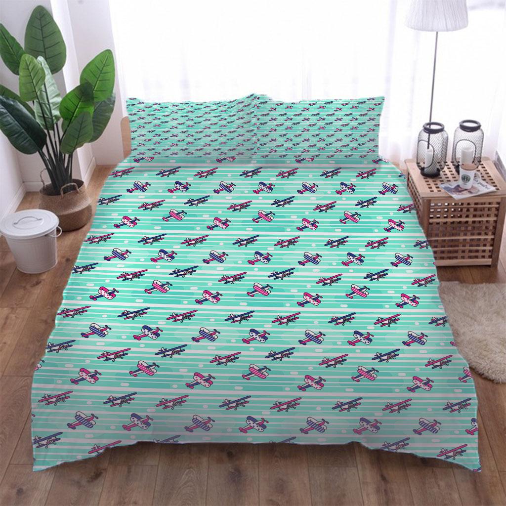 3D Bedding Set Helicopter Duvet Quilt Cover Set Comforter Cover Pillowcase King Queen Size Printed Polyester Summer Quilt Cover