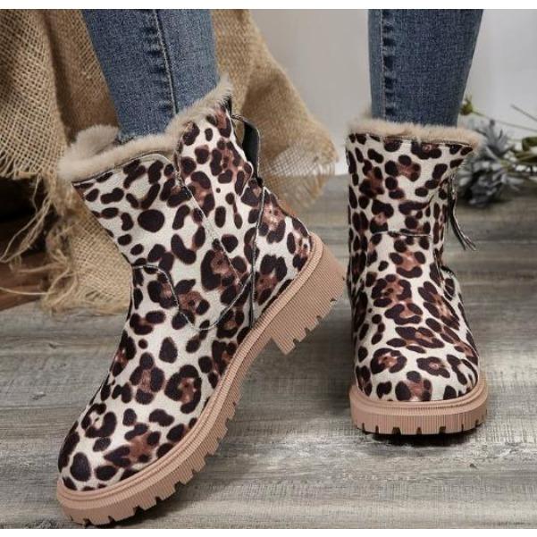 Snökängor Dam Vinter Nya Fleece Damskor Varma Leopard Snökängor Tjock Bomull Varma Skor Damstövlar P524