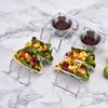 W-Shaped Stainless Steel Taco and Tortilla Holder with Sauce Cup Multifunctional Serveware for Tacos Burritos Potato Chips