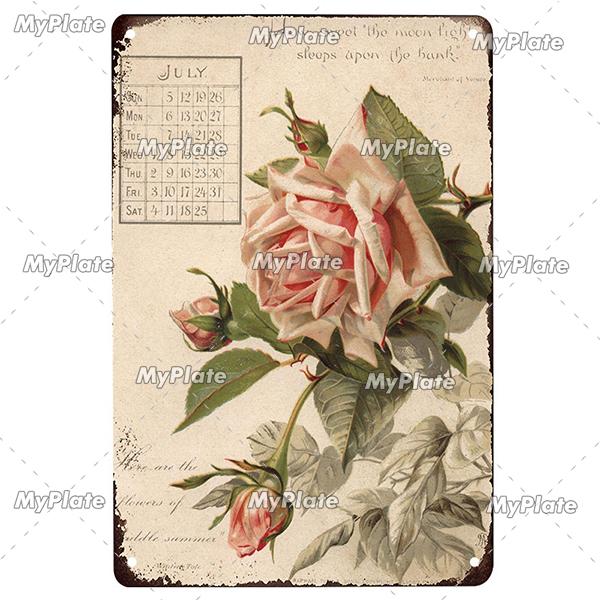 Rose Vintage Metal Sign Tin Sign Vintage  Decoration Plaque Home Wall Decor Bar Sign Home Decor Poster Custom