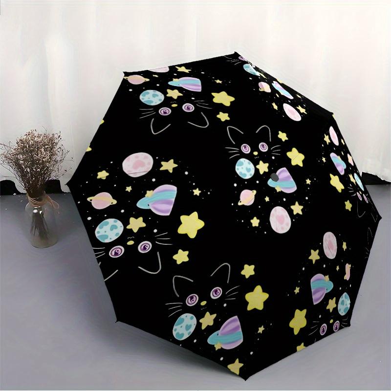 1pc Space Cats Automatic Open/close, All-Season Portable Folding Umbrella, Travel, Everyday, Formal Events - Compact Luxury Parasol, Outdoor Accessory