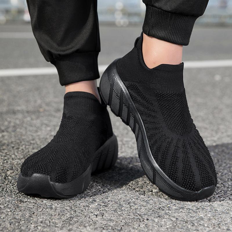 Autumn Foreign Trade One-pedal Foot Walking Shoes Men's and Women's Thick-soled Shock-absorbing Lightweight Fly-woven Mesh Shoes Fitness Trendy Shoes