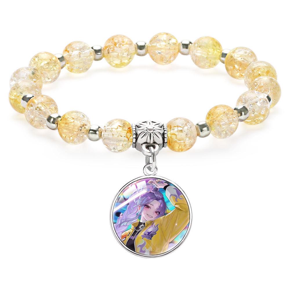 

Fashion Kids Rumi Zoey Mira Beaded Pendant Ice Crack Inlaid Gemstone Bracelet 16mm