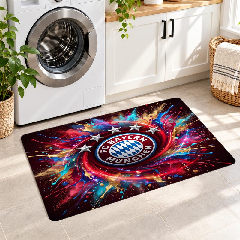 Flannel Kitchen Mat Bayern Munich Soft Area Rug Non Slip Floor Carpet Home Decoration