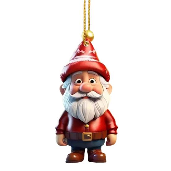 Ornament Cartoon Snowman Santa Claus Pendant 2D Acrylic Xmas Tree