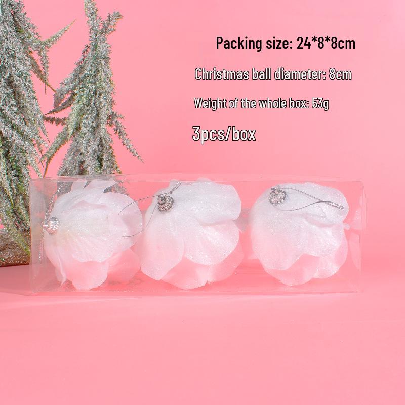 

White Petal Foam Christmas Tree Hanging Ornaments - Round Ball Decorations