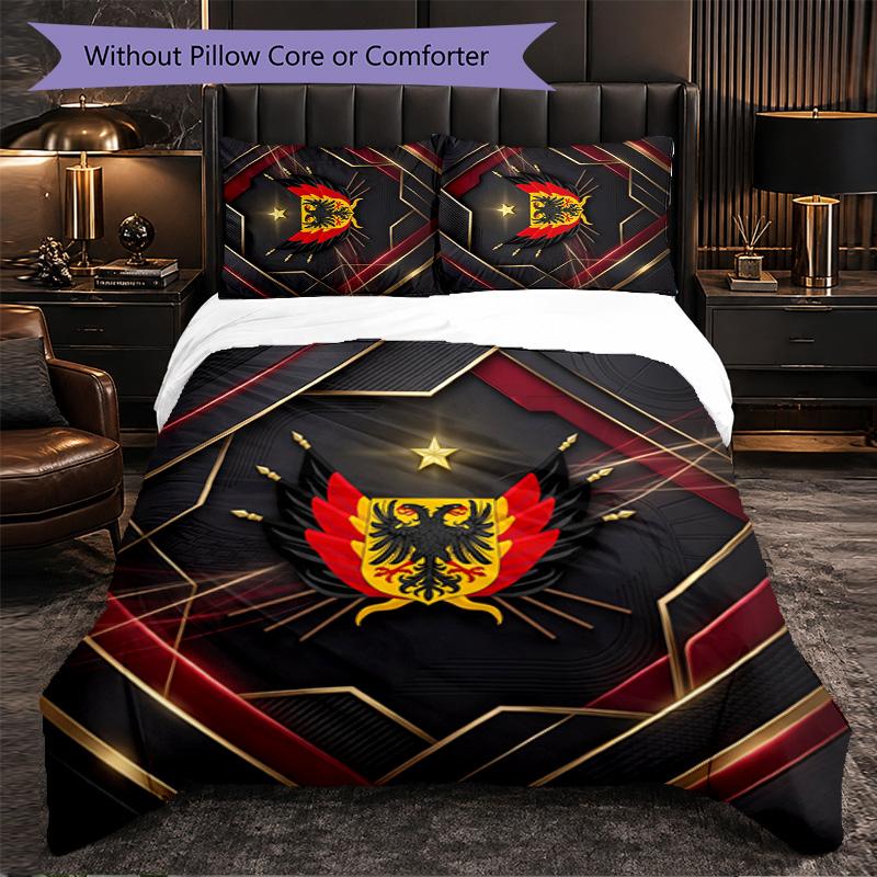 Belgium Football Pattern 3 Pieces Bedding Set Soft Microfiber Duvet Cover with Pillow Cases for Bedroom