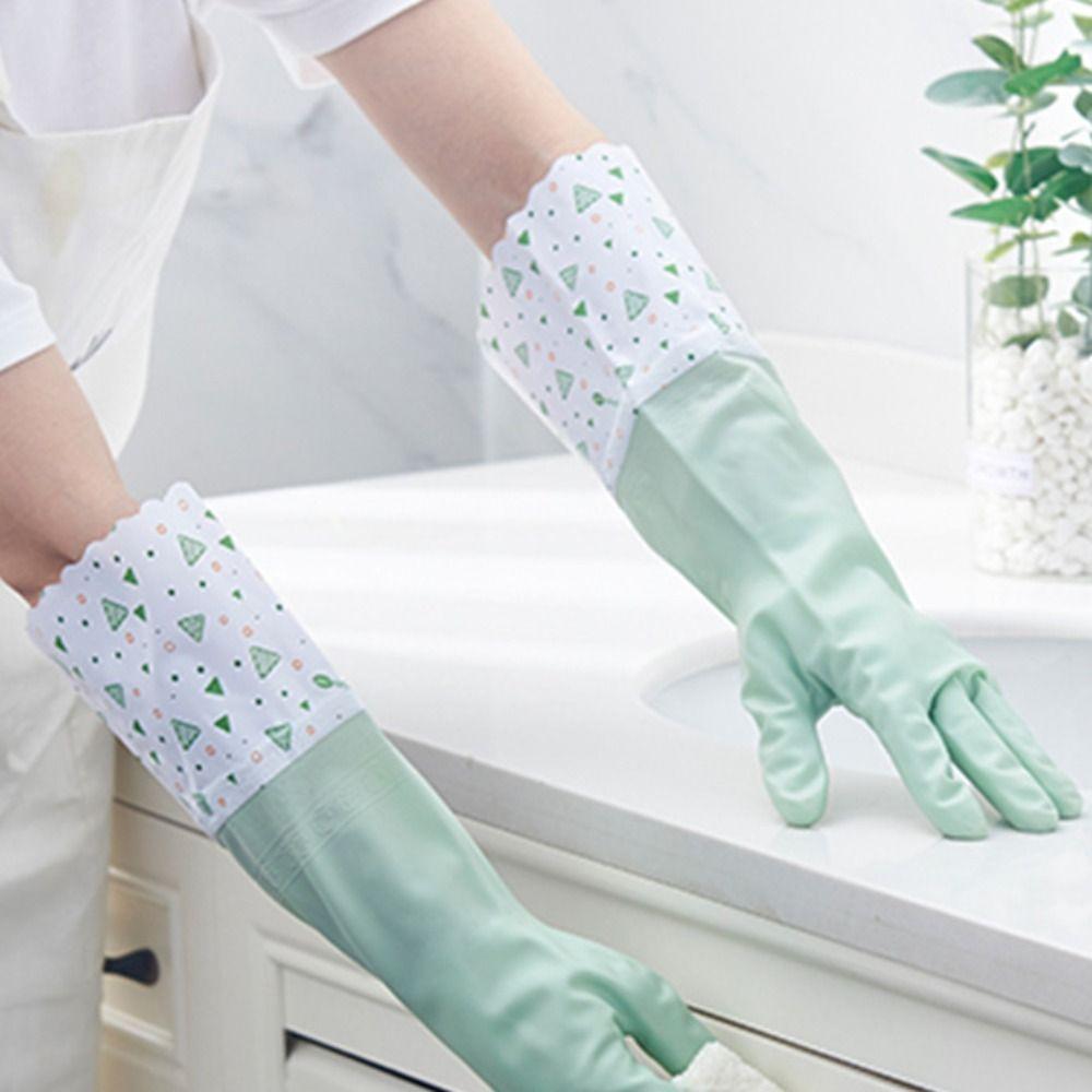 Latex Winter Cleaning Gloves Elastic Cuffs Housework Gloves Rubber Dish Washing Gloves  Laundry