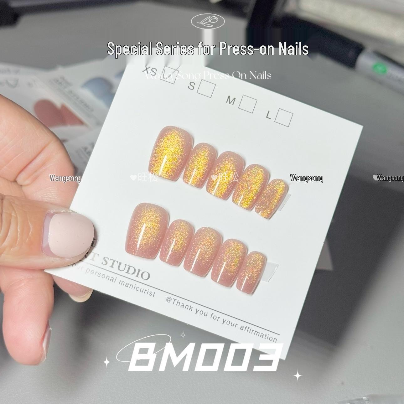 

Wangsong BM003 Yellow Peach Jam Glass Bead Nail Art Pre-Made Tips