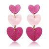 Pink Three-Layer Heart-Shaped Love Light Luxury Earrings
