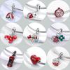 Red Series Original Charm Copper Fit Bracelet Diy For Woman Strawberry Bird Pendant Bead Fashion Jewelry