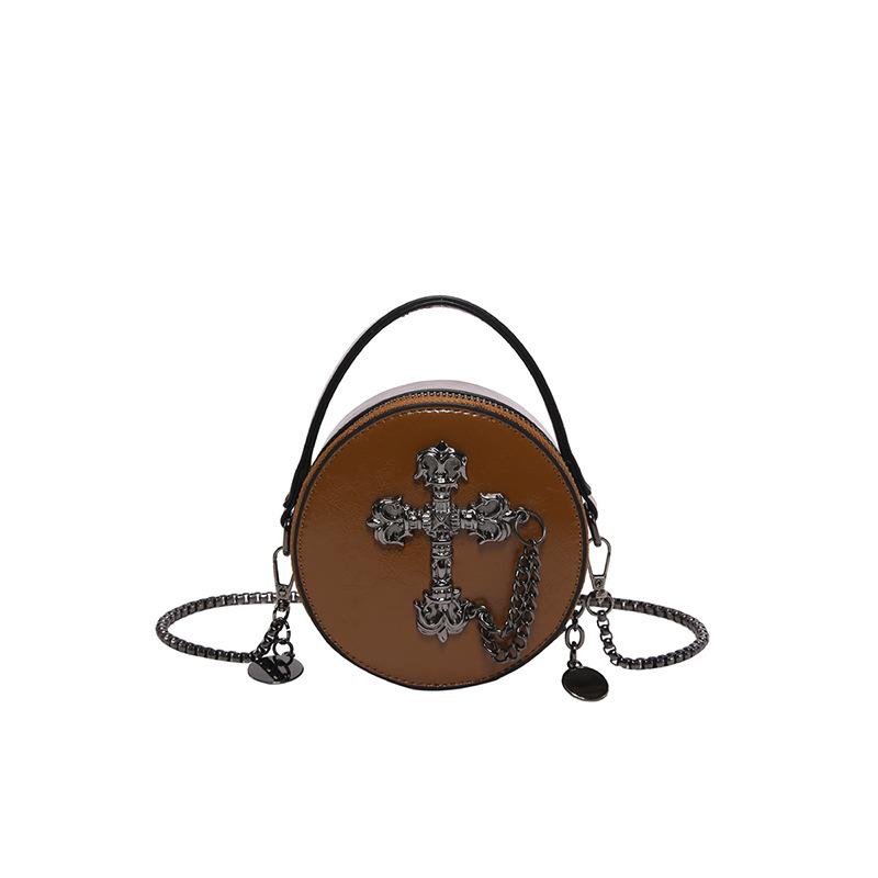 Herbst und Winter Dark Gothic Umhängetasche weibliche Schädel Kreuz Super Feuer Mini kleine runde Tasche Flut