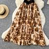 Commute Sleeveless Printed Dress Women Spring New High Waist Slim A Line Long Dress Luxury Design Sense