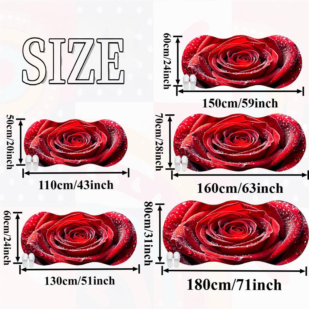 1pc Luxury Red Rose Carpet, Durable Non-Slip Washable Indoor Rug For All Seasons, Halloween Thanksgiving Christmas Decor