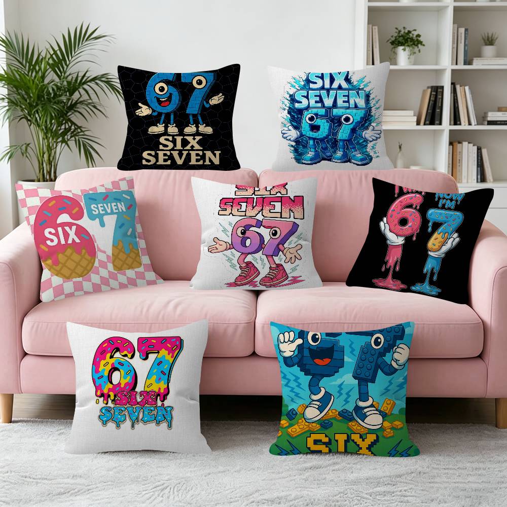 Cartoon Six Seven Cushion Decorative Room Aesthetics Pillow Case Home Decor Bedroom Sofa Bed Pillow Cover x