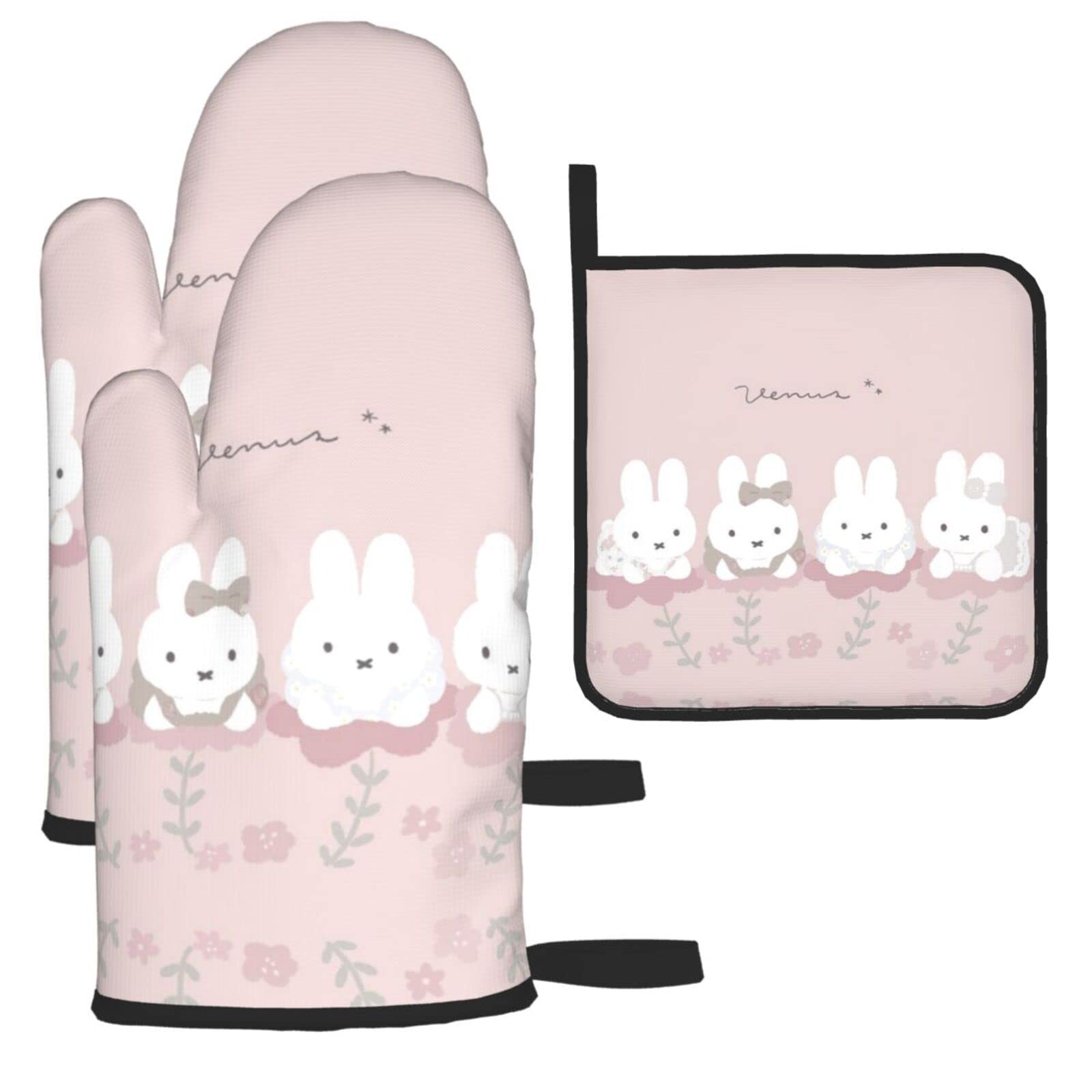 

Miffy Pot Stylish and Cute Oven Kitchen Can be Used on Both Left and Right Set Heat-Resistant Holders/Oven Mitts, Mitts, Anti-Slip, Anti-Burn, Mitts,