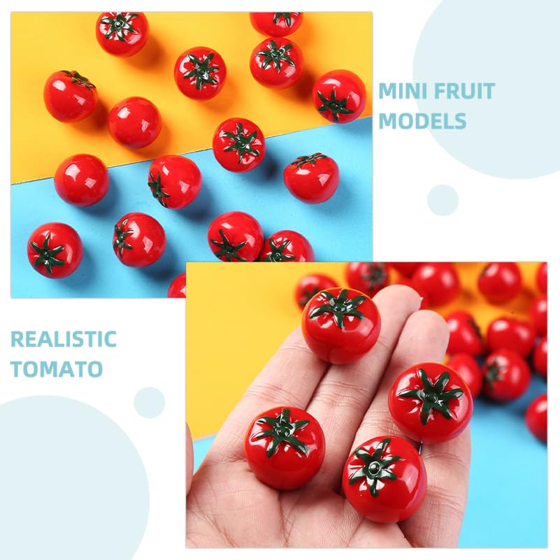 ORFOFE 12-teiliges Miniatur-Tomatenmodell, 0,85 Zoll künstliche Tomatendekoration, Simulationsfrucht, Puppenhaus-Anhänger, Kleine Artikel-Ausstellung