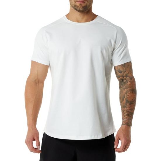 

Мужская летняя футболка, однотонная бесшовная рубашка с круглым вырезом и короткими рукавами, мягкий дышащий быстросохнущий пуловер, деловой повседневный мужской пуловер L белый