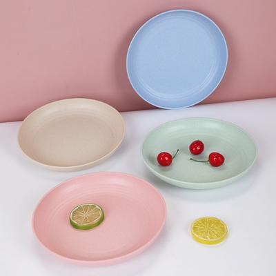 Round Wheat Straw Cutlery, Multicolor Fruit Plate, 20cm Disc, Creative Plate