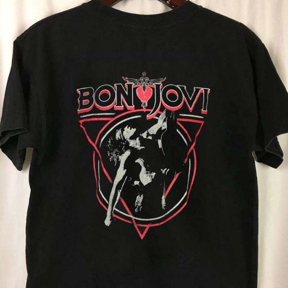 Vintage Bon Jovi Triangle Overlap Tee Retro Bon Jovi Rock Band Tee For Fans S