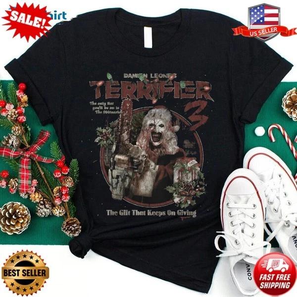 Terrifier 3 Art The Clown Horror T-Shirt | Terrifier Christmas T-shirt S-5XL S