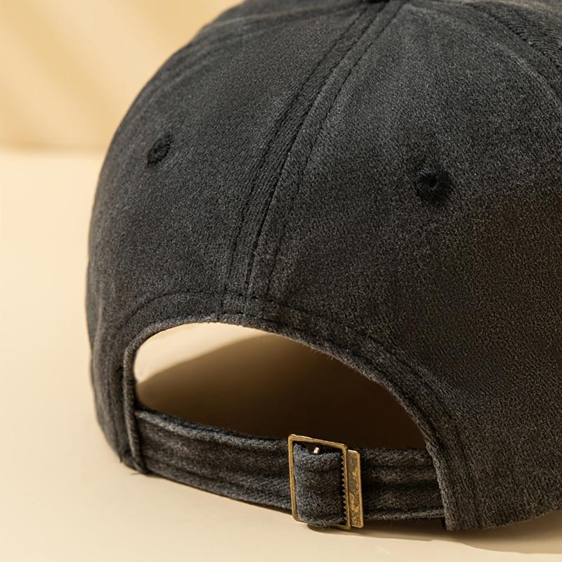 Classic European And American Style Black Cat Printed Baseball Cap for Men, Featuring a Washed Vintage Design, Adjustable Size,