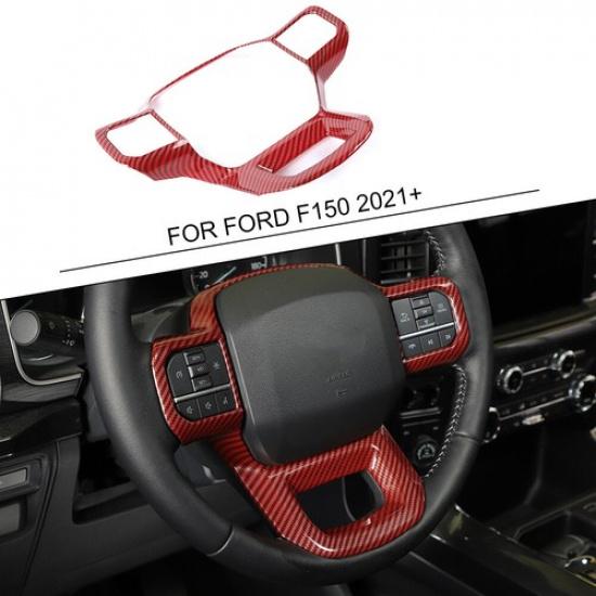 Red Carbon Fiber Steering Wheel Panel Cover Trim For Ford F150 + Accessories