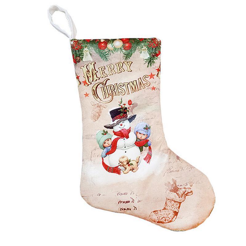 Christmas Stockings Pendant Cloth Ornaments Small Boots Pendant Christmas Pattern Print Party Home