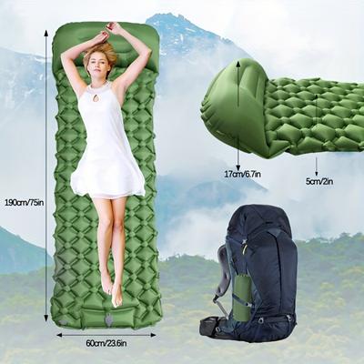 Outdoor Camping Sleeping Mat with Foot Stepping Function, Beach Inflatable Mattress with Pillow, Non Ultra Light Air Cushion
