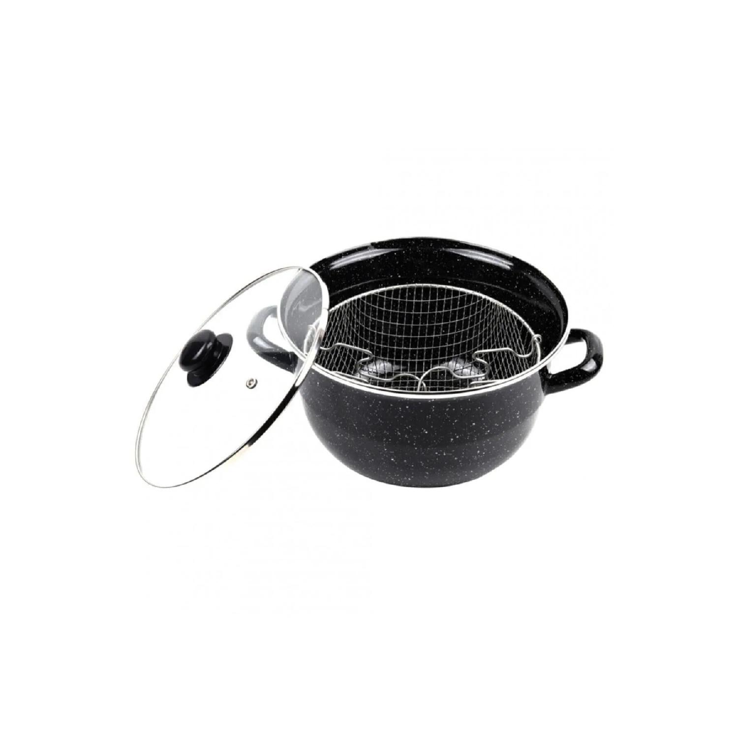 

Enamel Frying Pot With Black Fracture 24 Cm Royalex-69115 чорний