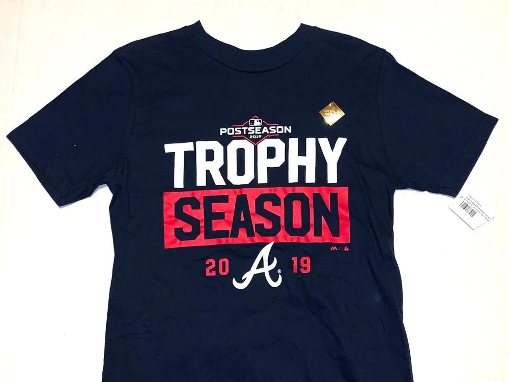 Atlanta Braves 2019 Сезон Плей-офф по Бейсболу Футболка Новая! Детская унисекс футболка MED 10 12 XXXXL
