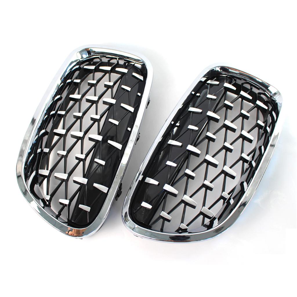 2PCS Car Front Bumper Grills Diamond Style Kidney Grilles Racing Grill For BMW 5 Series F10 F11 F18 M5 528i 530i 535i