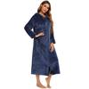 Bata de felpa con cremallera para mujer con capucha térmica larga bata de noche invierno comodidad cremallera reclinable pijama bata de casa ropa casual bata de noche
