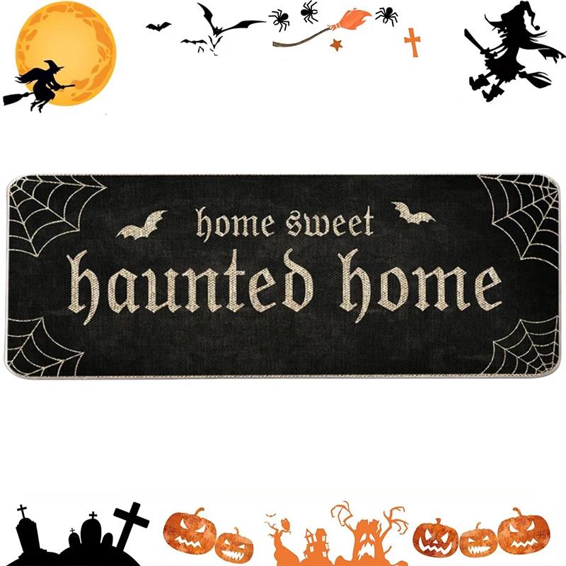 

Halloween Home Decor Crystal Velvet Mats Skeleton Pumpkin Plush Rug Non Slip Kitchen Bathroom Floor Mat Halloween Gift 40x120cm