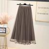 Skirt for Women Casual Versatile Elastic High Waist Long Loose Trousers Plus Size Double Layer Thickened Stretchy Slim Solid Colour Skirt