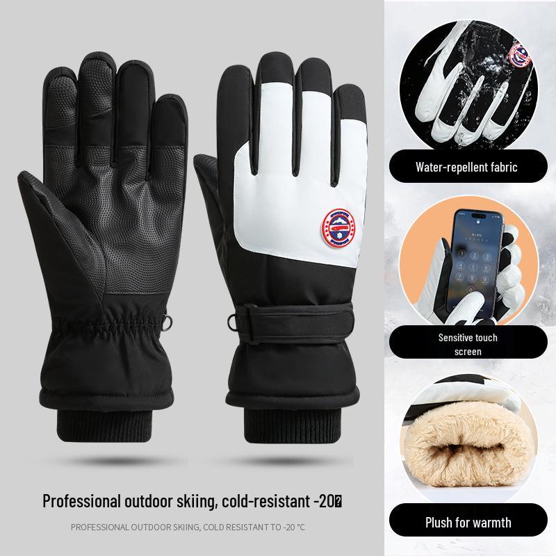 

Winter Motorcycle Ski Gloves: Touchscreen, Thick Velvet, Waterproof, Windproof, Anti-Slip, Anti-Cold, Rainproof, Outdoor Use One Size
