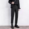 Small Trousers Men's Nine-point Slim-fitting Straight Casual Pants Men's High-end Drape Black Suit Pants Summer