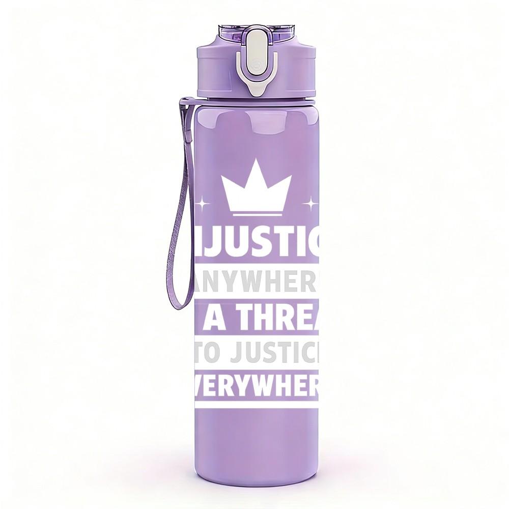 1PC Anywhere To Justice Light Text 750ml Color Plastic Sports Water Bottle Leakproof Flip Straw Lid Suitable for Sports Office Home Use