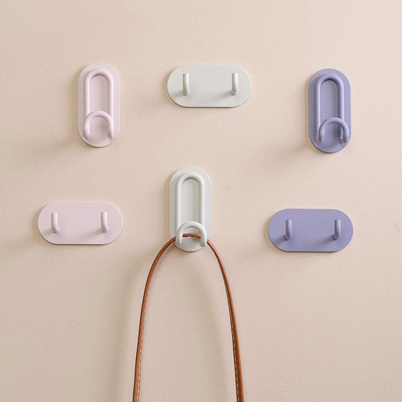 Pink Purple Wall Hook Punch-Free Bathroom Kitchen Storage Hook Door Hanger Self Bag Hat Rack Key Holder Hardware Hook Home Decor