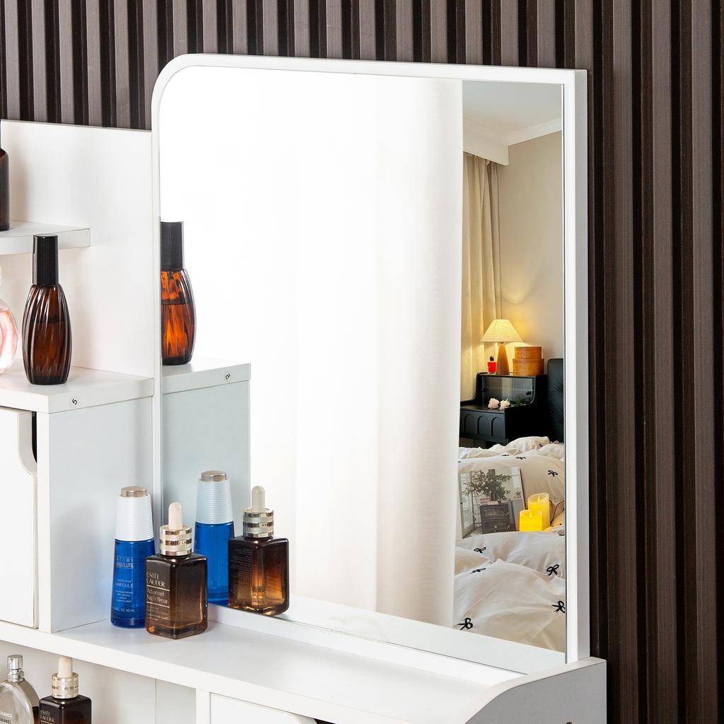 Makeup Vanity with Mirror and Stool 80x135cm Nyana Home | White MDF