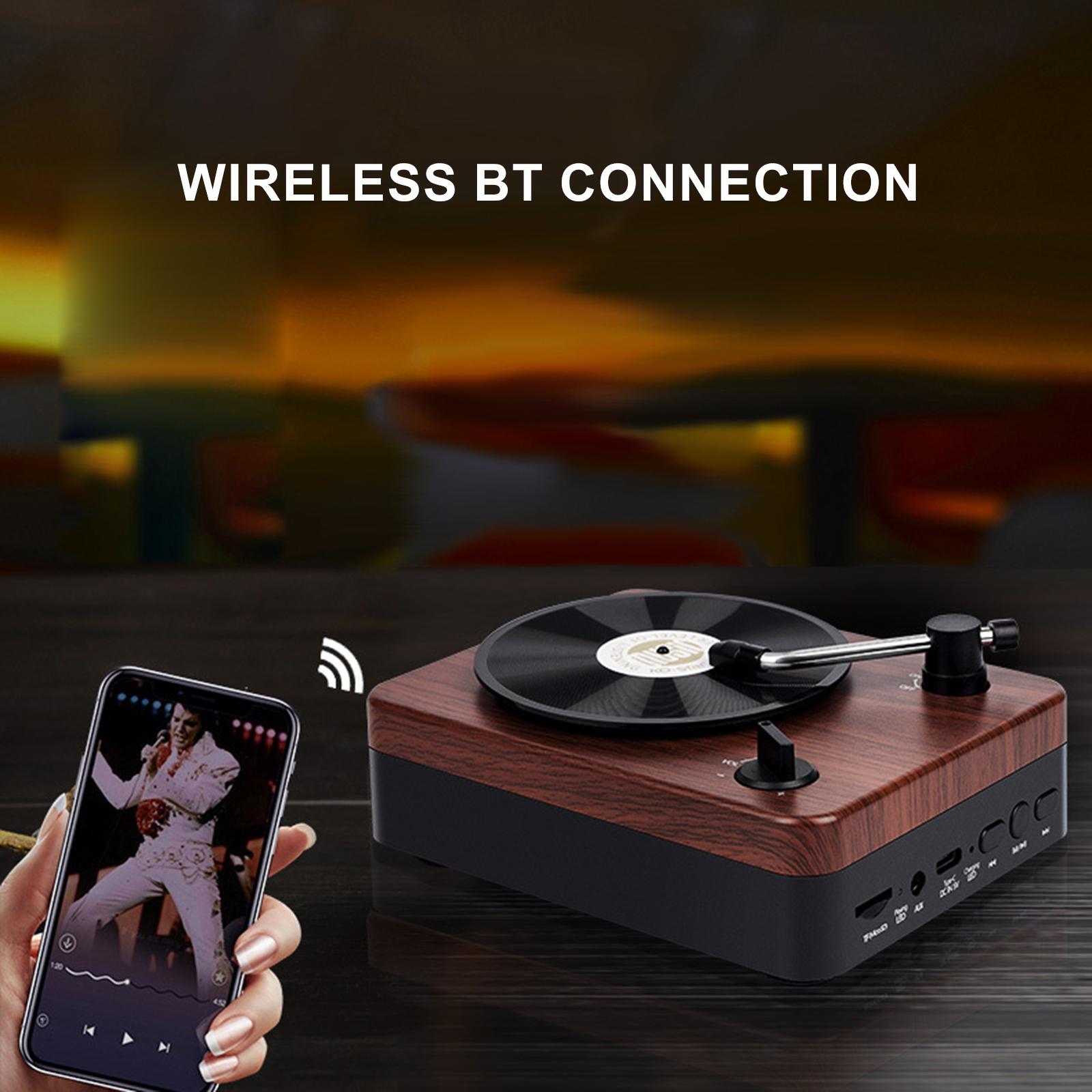 

KO STAR BT5.3 Speaker Playback Portable Wireless Speaker with Vintage Record Player Design AUX IN TF Card Playback