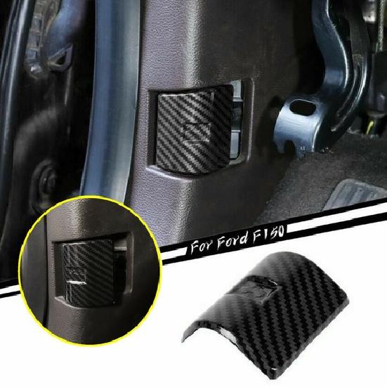 For - Ford F150 F-150 Carbon Fiber Inner Engine Hood Switch Cover Trim