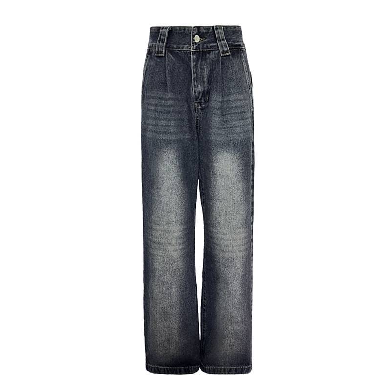 Women's Casual Fashion High Waist Straight Floor-length Jeans