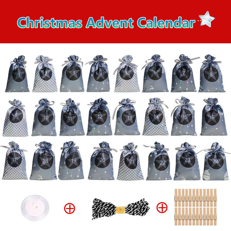 Christmas Fillable Advent Calendar Bags Set Portable Holiday Drawstring Gift Bags for DIY Christmas Decorations